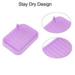 Unique Bargains Soap Dish Keep Soap Dry for Bathroom Kitchen Silicone Gray Purple 2 Pcs
