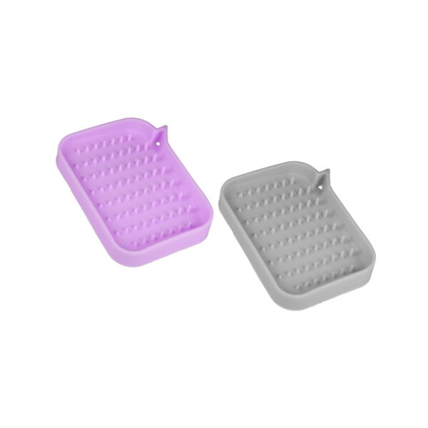 Unique Bargains Soap Dish Keep Soap Dry for Bathroom Kitchen Silicone Gray Purple 2 Pcs