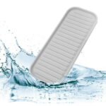 Unique Bargains Soap Dish Keep Soap Dry for Bathroom Kitchen Silicone Light Gray 23x9cm