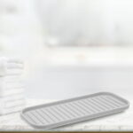 Unique Bargains Soap Dish Keep Soap Dry for Bathroom Kitchen Silicone Light Gray 23x9cm