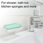 Unique Bargains Soap Dish Keep Soap Dry for Bathroom Silicone Light Green 13.5x9cm