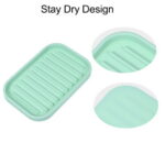 Unique Bargains Soap Dish Keep Soap Dry for Bathroom Silicone Light Green 13.5x9cm