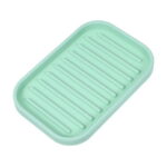 Unique Bargains Soap Dish Keep Soap Dry for Bathroom Silicone Light Green 13.5x9cm