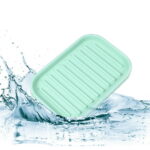 Unique Bargains Soap Dish Keep Soap Dry for Bathroom Silicone Light Green 13.5x9cm