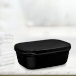 Unique Bargains Soap Dish Keep Soap Dry Soap Cleaning Storage for Bathroom Kitchen Black