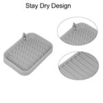Unique Bargains Soap Dish Soap Cleaning Storage for Bathroom Kitchen Silicone Gray 2 Pcs