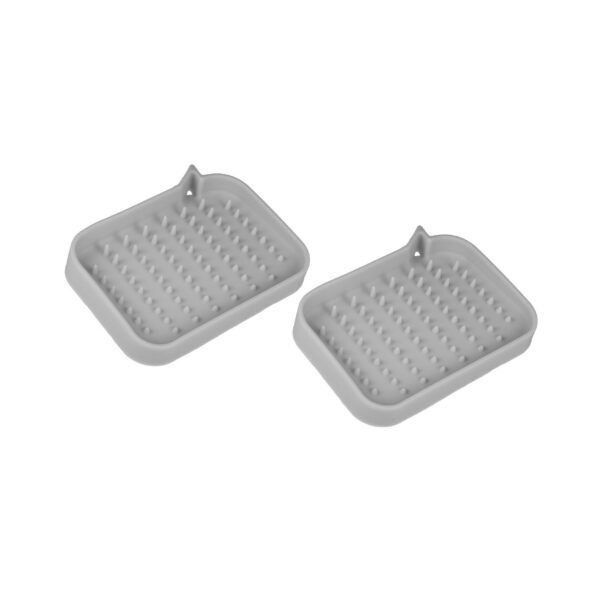 Unique Bargains Soap Dish Soap Cleaning Storage for Bathroom Kitchen Silicone Gray 2 Pcs