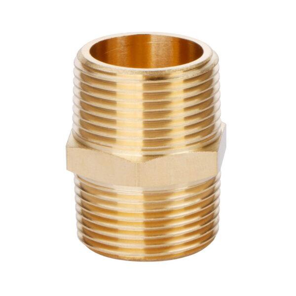 U.S. Solid 3/4 in MNPT x 3/4 in MNPT Brass Pipe Fitting Hex Nipple