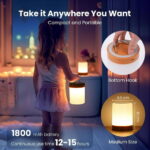 UWANTME Night Light, 5 Brightness 13 RGB Colors Table Lamps for Bedroom, 3 color Variation Modes Bedside Desk Lamp with USB Port, Portable Small Touch Night Light with Hook for...