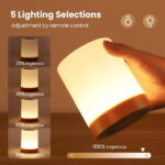 UWANTME Night Light, 5 Brightness 13 RGB Colors Table Lamps for Bedroom, 3 color Variation Modes Bedside Desk Lamp with USB Port, Portable Small Touch Night Light with Hook for...