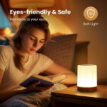 UWANTME Night Light, 5 Brightness 13 RGB Colors Table Lamps for Bedroom, 3 color Variation Modes Bedside Desk Lamp with USB Port, Portable Small Touch Night Light with Hook for...