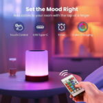 UWANTME Night Light, 5 Brightness 13 RGB Colors Table Lamps for Bedroom, 3 color Variation Modes Bedside Desk Lamp with USB Port, Portable Small Touch Night Light with Hook for...