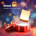 UWANTME Night Light, 5 Brightness 13 RGB Colors Table Lamps for Bedroom, 3 color Variation Modes Bedside Desk Lamp with USB Port, Portable Small Touch Night Light with Hook for...