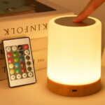 UWANTME Night Light, 5 Brightness 13 RGB Colors Table Lamps for Bedroom, 3 color Variation Modes Bedside Desk Lamp with USB Port, Portable Small Touch Night Light with Hook for...