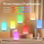 UWANTME Night Light, Dimmable Touch Lamp for Bedroom, Portable Bedside Table Lamps, 5 Brightness and 13 RGB Colors Night Light Suitable for...