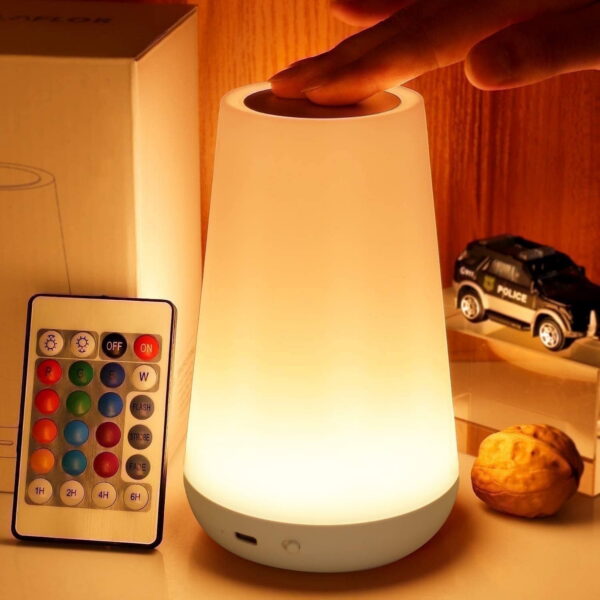 UWANTME Night Light, Dimmable Touch Lamp for Bedroom, Portable Bedside Table Lamps, 5 Brightness and 13 RGB Colors Night Light Suitable for...