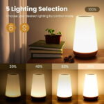 UWANTME Night Light, Dimmable Touch Lamp for Bedroom, Portable Table Bedside Desk Lamps, 5 Brightness and 13 RGB Colors, Suitable for Bedroom/Bathroom/Hallways/Living Room/Office