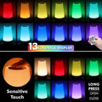 UWANTME Night Light, Dimmable Touch Lamp for Bedroom, Portable Table Bedside Desk Lamps, 5 Brightness and 13 RGB Colors, Suitable for Bedroom/Bathroom/Hallways/Living Room/Office