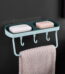 Vadktai Soap Dish 2-in-1 Soap Holder for Shower Wall with Hooks, Adhesive Shampoo Bar Soap Caddy Tray Saver Rest Case Sponge Holder Shower Dish Sink Soap Rack for Kitchen Bathroom