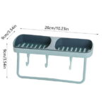 Vadktai Soap Dish 2-in-1 Soap Holder for Shower Wall with Hooks, Adhesive Shampoo Bar Soap Caddy Tray Saver Rest Case Sponge Holder Shower Dish Sink Soap Rack for Kitchen Bathroom