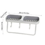 Vadktai Soap Dish 2-in-1 Soap Holder for Shower Wall with Hooks, Adhesive Shampoo Bar Soap Caddy Tray Saver Rest Case Sponge Holder Shower Dish Sink Soap Rack for Kitchen Bathroom