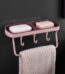 Vadktai Soap Dish 2-in-1 Soap Holder for Shower Wall with Hooks, Adhesive Shampoo Bar Soap Caddy Tray Saver Rest Case Sponge Holder Shower Dish Sink Soap Rack for Kitchen Bathroom