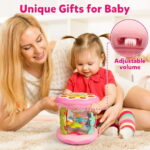 Vanmor Toys for 1 Year Old Baby Girls- Pink Musical Light Up Ocean Rotating Tummy Time Infant Learning Crawling Pink Toys Babies Boys 1 2 3 Year Old for Birthday Baby Gifts