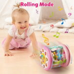 Vanmor Toys for 1 Year Old Baby Girls- Pink Musical Light Up Ocean Rotating Tummy Time Infant Learning Crawling Pink Toys Babies Boys 1 2 3 Year Old for Birthday Baby Gifts
