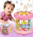 Vanmor Toys for 1 Year Old Baby Girls- Pink Musical Light Up Ocean Rotating Tummy Time Infant Learning Crawling Pink Toys Babies Boys 1 2 3 Year Old for Birthday Baby Gifts