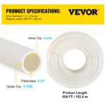 VEVOR PEX Tubing, 1 inch x 500 ft PEX Pipe, Non Oxygen Barrier PEX-B Pipe White, Flexible PEX Water Line for Plumbing, RV Sewer Hose, Radiant Cooling