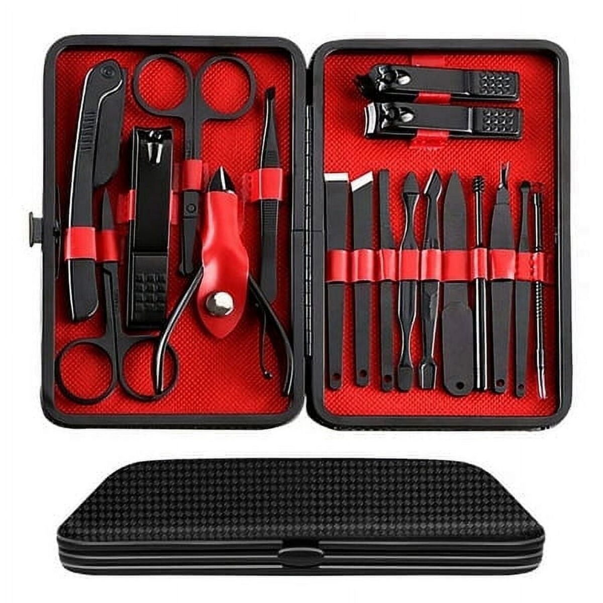 VIIWII 18pcs Nail clipper Manicure Set for Adult Professional Stainless Steel Grooming Pedicure Kit with Leather Travel Case