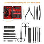 VIIWII 18pcs Nail clipper Manicure Set for Adult Professional Stainless Steel Grooming Pedicure Kit with Leather Travel Case