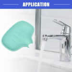 Vocoste Soap Dish, Soap Cleaning Storage, Keep Soap Dry for Home Bathroom Kitchen, Silicone, Green, 14.5x11.3cm