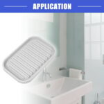 Vocoste Soap Dish Soap Cleaning Storage Keep Soap Dry for Home Bathroom Kitchen Silicone Light Gray 13.5x9cm