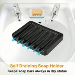 Vonpri 1Pack Self Draining Soap Dish, Ceramic Soap Container Tray, Dish Soap Holder for Kitchen, Bathroom, Shower, Quickly Drain Water, Easy to Clean White