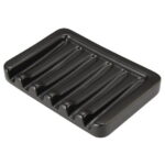 Vonpri 1Pack Self Draining Soap Dish, Ceramic Soap Container Tray, Dish Soap Holder for Kitchen, Bathroom, Shower, Quickly Drain Water, Easy to Clean Black