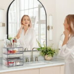 Vtopmart 4 Tier Clear Makeup Organizer with Drawer, Plastic Cosmetic Storage, Beauty Holder