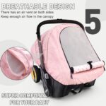 Waterproof Baby Car Seat Cover Compatible with Doona Car Seat and Stroller,Patented Windproof Car Seat Canopy for Girls, Keeps Babies Warm and Cozy(Pink)
