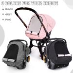 Waterproof Baby Car Seat Cover Compatible with Doona Car Seat and Stroller,Patented Windproof Car Seat Canopy for Girls, Keeps Babies Warm and Cozy(Pink)