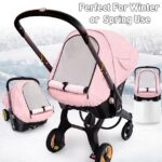 Waterproof Baby Car Seat Cover Compatible with Doona Car Seat and Stroller,Patented Windproof Car Seat Canopy for Girls, Keeps Babies Warm and Cozy(Pink)