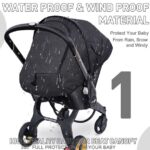 Waterproof Baby Car Seat Cover Compatible with Doona Car Seat and Stroller,Patented Windproof Car Seat Canopy for Boys & Girls, Keeps Babies Warm and Cozy(Black)
