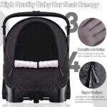Waterproof Baby Car Seat Cover Compatible with Doona Car Seat and Stroller,Patented Windproof Car Seat Canopy for Boys & Girls, Keeps Babies Warm and Cozy(Black)