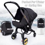 Waterproof Baby Car Seat Cover Compatible with Doona Car Seat and Stroller,Patented Windproof Car Seat Canopy for Boys & Girls, Keeps Babies Warm and Cozy(Black)