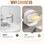 Waterproof Soap Dish with Drainage Box,2025 New Soap Dish Holder with Lid,Wall Mounted Drain Soap Box with Flip Lid,NO-Drilling Soap Dish Holder for Kitchen Sink,Bathroom,Bathtub