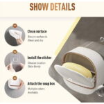 Waterproof Soap Dish with Drainage Box,2025 New Soap Dish Holder with Lid,Wall Mounted Drain Soap Box with Flip Lid,NO-Drilling Soap Dish Holder for Kitchen Sink,Bathroom,Bathtub