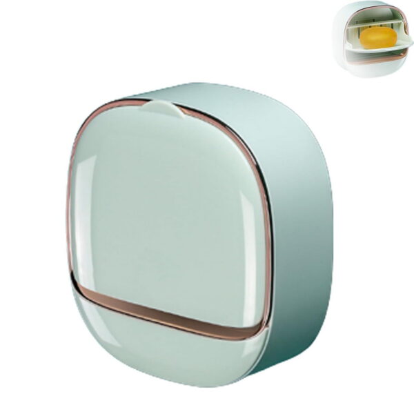 Waterproof Soap Dish With Drainage Box, Soap Holder with Drain Tray, Wall Mounted Draining Soap Dish, Adhesive Soap Case Box, NO-Drilling Soap Dish Holder for Bathroom