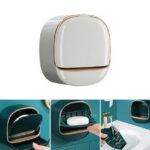 Waterproof Soap Dish With Drainage Box, Soap Holder with Drain Tray, Wall Mounted Draining Soap Dish, Adhesive Soap Case Box, NO-Drilling Soap Dish Holder for Bathroom
