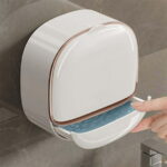Waterproof Soap Dish With Drainage Box, Soap Holder with Drain Tray, Wall Mounted Draining Soap Dish, Adhesive Soap Case Box, NO-Drilling Soap Dish Holder for Bathroom