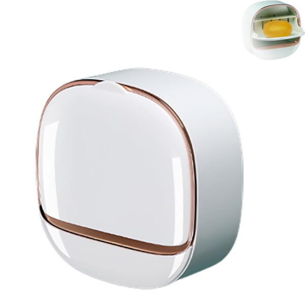 Waterproof Soap Dish With Drainage Box, Soap Holder with Drain Tray, Wall Mounted Draining Soap Dish, Adhesive Soap Case Box, NO-Drilling Soap Dish Holder for Bathroom