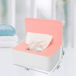 Wet Wipes Storage Box, Baby Wipes Dispenser Holder, Reusable Bathroom Wipe Container Dustproof Tissue Box Case with Lid for Home Office, White & Pink